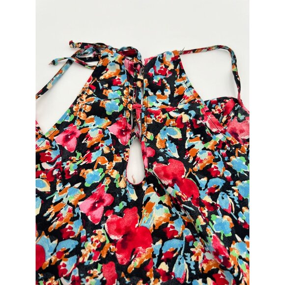 Zara Basic Floral Wrap Dress Multicolor Sleeveless V-Neck Halter Tie Back S - Picture 7 of 7